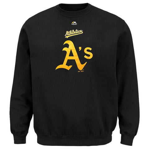 Oakland Athletics Majestic Big & Tall Critical Victory Fleece Crew Sweatshirt - Black