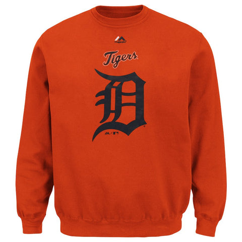 Detroit Tigers Majestic Big & Tall Critical Victory Fleece Crew Sweatshirt - Orange
