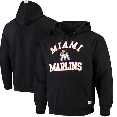 Miami Marlins Stitches Fastball Fleece Pullover Hoodie - Black