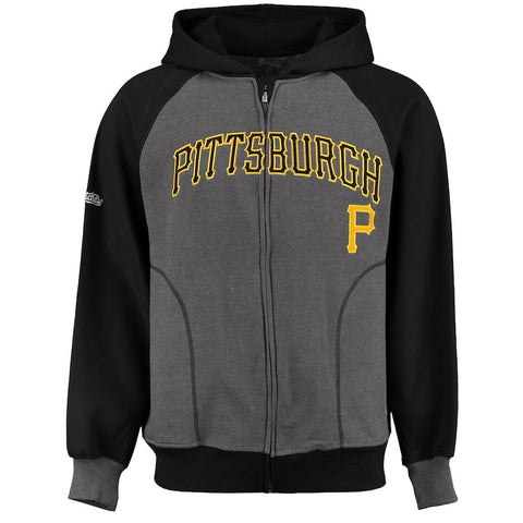 Pittsburgh Pirates Stitches Heather Fleece Colorblock Full-Zip Hoodie - Charcoal