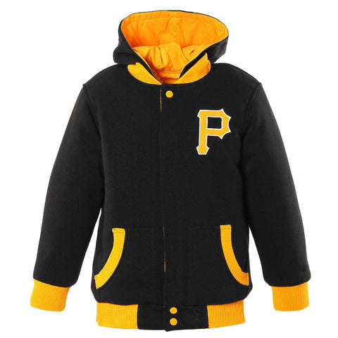 Pittsburgh Pirates JH Design Toddler Fleece Hooded Reversible Jacket - Black/Gold