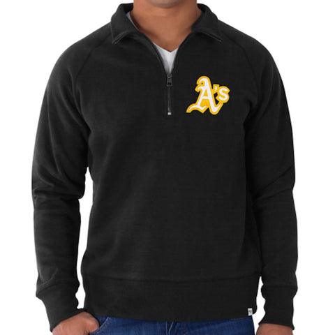 Oakland Athletics '47 Cross Check Quarter-Zip Pullover Jacket - Black