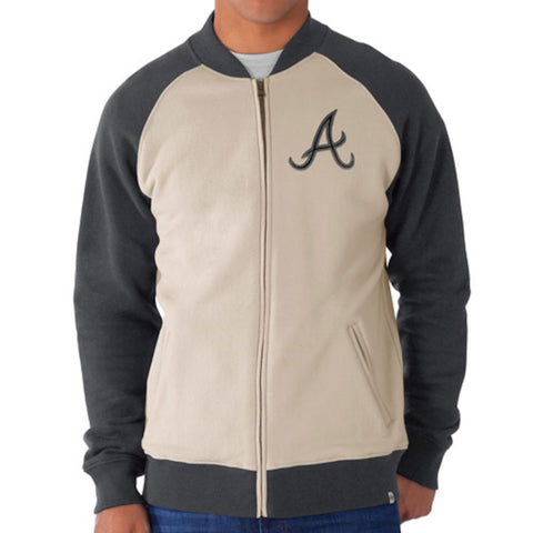Atlanta Braves '47 Hanover Full-Zip Track Jacket - Cream/Gray