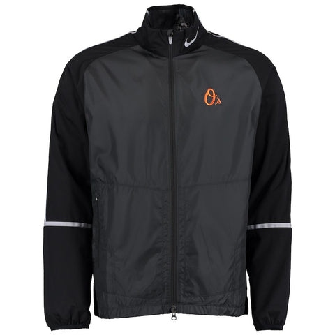 Baltimore Orioles Golf Team Player Full Zip Windbreaker - Black/Gray