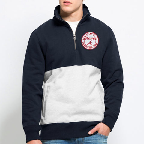 Atlanta Braves '47 Coastal Quarter-Zip Pullover Sweatshirt - Navy