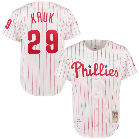 John Kruk 1993 Philadelphia Phillies Mitchell & Ness Home Authentic Throwback Jersey - White/Red