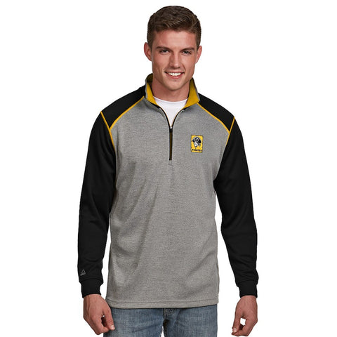 Pittsburgh Pirates Antigua Breakdown Quarter-Zip Knit Sweater - Gray/Black