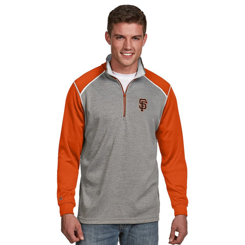San Francisco Giants Antigua Breakdown Quarter-Zip Knit Sweater - Gray/Orange