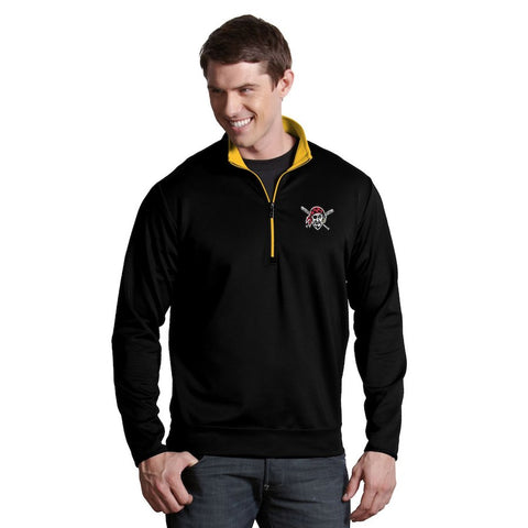 Pittsburgh Pirates Antigua Leader Quarter-Zip Pullover Jacket - Black