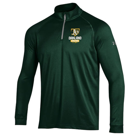 Oakland Athletics Under Armour Quarter-Zip Tech Pullover Performance Sweatshirt - Green
