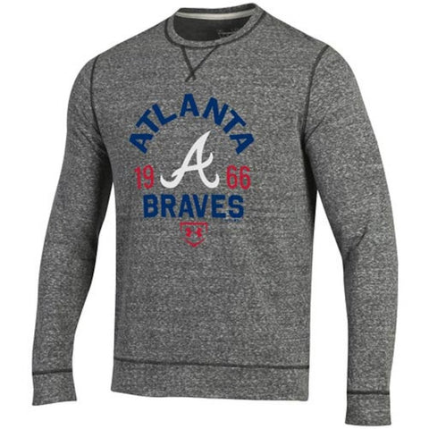 Atlanta Braves Under Armour Legacy Terry Crew Neck Pullover Sweatshirt - Gray