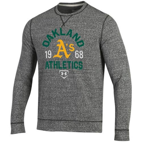 Oakland Athletics Under Armour Legacy Terry Crew Neck Pullover Sweatshirt - Gray