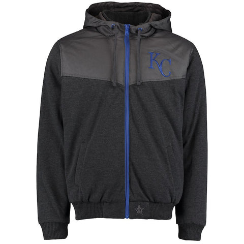 Kansas City Royals JH Design Reversible Colorblocked Fleece Hooded Jacket - Charcoal