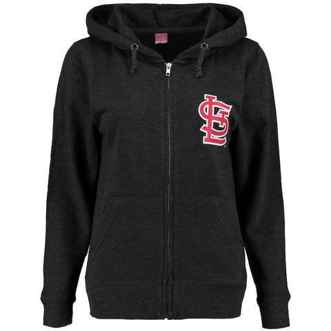 St. Louis Cardinals Soft as a Grape Women's Tri-Blend Full-Zip Hoodie - Charcoal