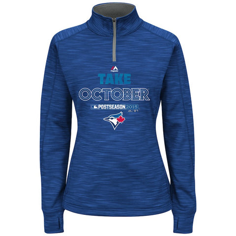 Toronto Blue Jays Majestic Women's 2015 Postseason Participant Take October 1/4-Zip Streak Fleece - Royal