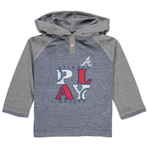 Atlanta Braves Soft as a Grape Toddler Tri-Blend Long Sleeve Blocked Hoodie - Navy
