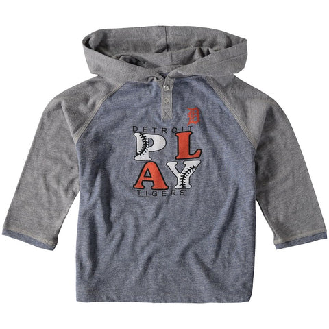 Detroit Tigers Soft as a Grape Toddler Tri-Blend Long Sleeve Blocked Hoodie - Navy