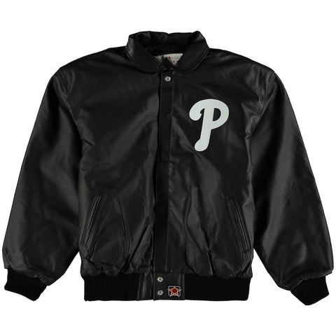 Philadelphia Phillies JH Design Leather Script Jacket - Black