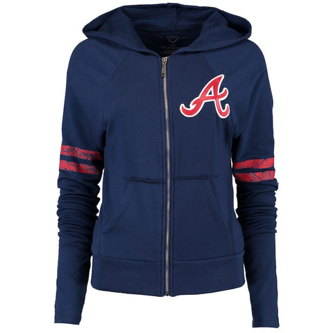 Atlanta Braves Women's French Terry Full-Zip Hoodie - Navy -