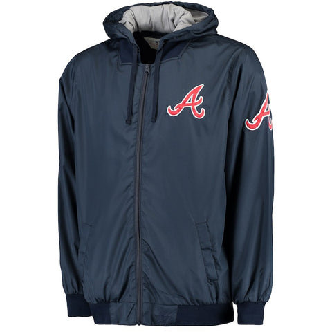 Atlanta Braves JH Design Ripstop Hooded Jacket - Navy