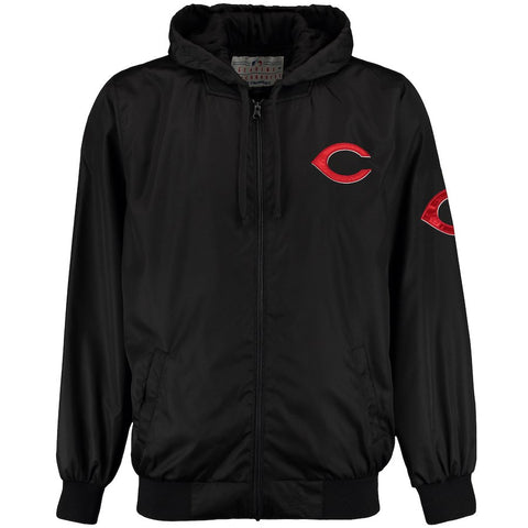 Cincinnati Reds JH Design Ripstop Hooded Jacket - Black