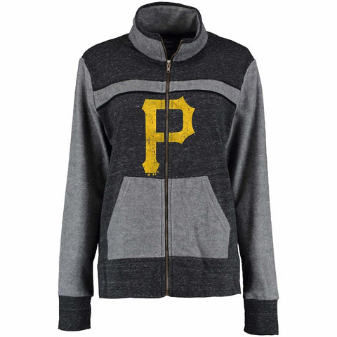 Pittsburgh Pirates Majestic Threads Fleece Tri-Blend Track Jacket - Gray