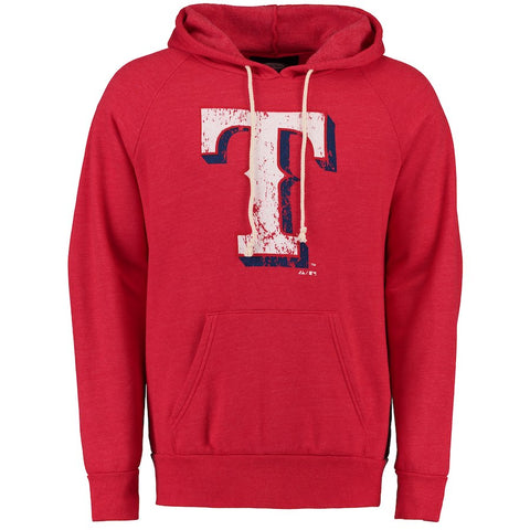 Texas Rangers Majestic Threads Classic Fleece Tri-Blend Hoodie - Red