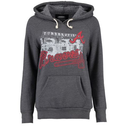 Atlanta Braves Majestic Threads Women's Stadium Pullover Hoodie - Gray