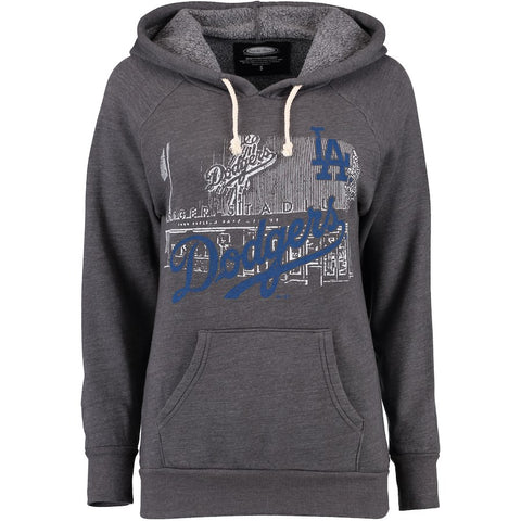 Los Angeles Dodgers Majestic Threads Women's Stadium Pullover Hoodie - Gray