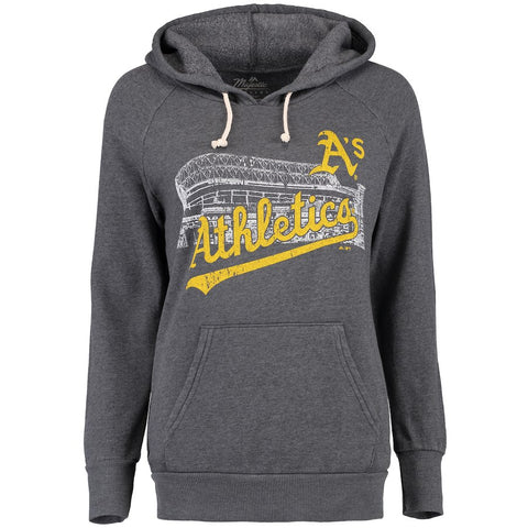 Oakland Athletics Majestic Threads Women's Stadium Pullover Hoodie - Gray