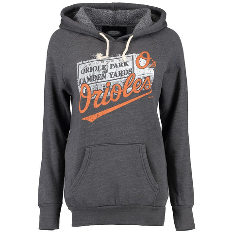 Baltimore Orioles Majestic Threads Women's Stadium Pullover Hoodie - Gray