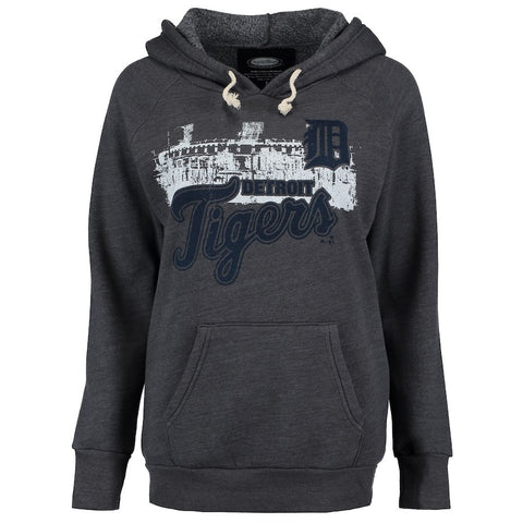 Detroit Tigers Majestic Threads Women's Stadium Pullover Hoodie - Gray