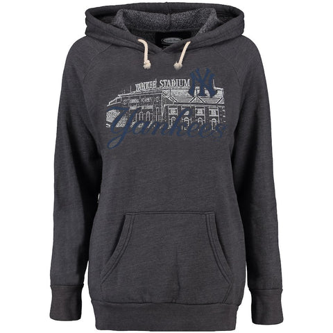 New York Yankees Majestic Threads Women's Stadium Pullover Hoodie - Gray