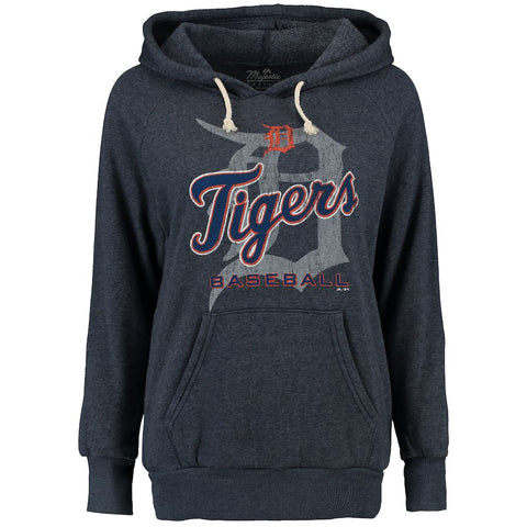 Detroit Tigers Majestic Threads Women's Visionary Tri-Blend Pullover Hoodie - Navy