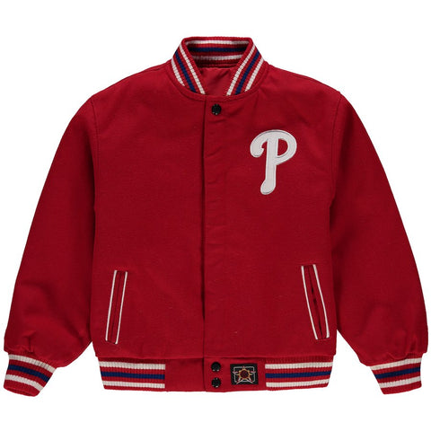 Philadelphia Phillies JH Design Youth Wool Reversible Jacket - Red
