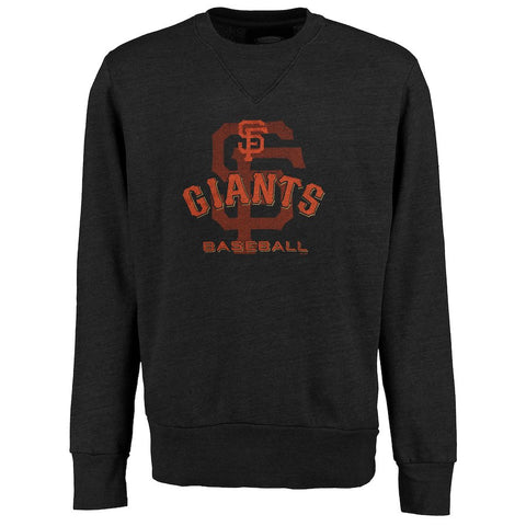 San Francisco Giants Majestic Threads Visionary Crew Neck Fleece Tri-Blend Pullover Sweatshirt - Black