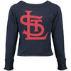 St. Louis Cardinals Red Jacket Women's Field Day Crop Top Long Sleeve Sweatshirt - Navy
