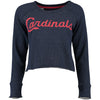 St. Louis Cardinals Red Jacket Women's Field Day Crop Top Long Sleeve Sweatshirt - Navy