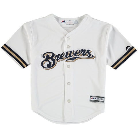 Milwaukee Brewers Majestic Preschool Official Cool Base Team Jersey - White