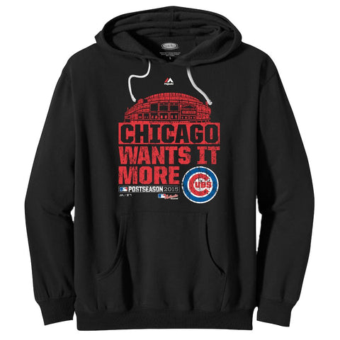 Chicago Cubs Majestic Threads 2015 Playoff Wants it More Locker Room Tri-Blend Pullover Hoodie - Black