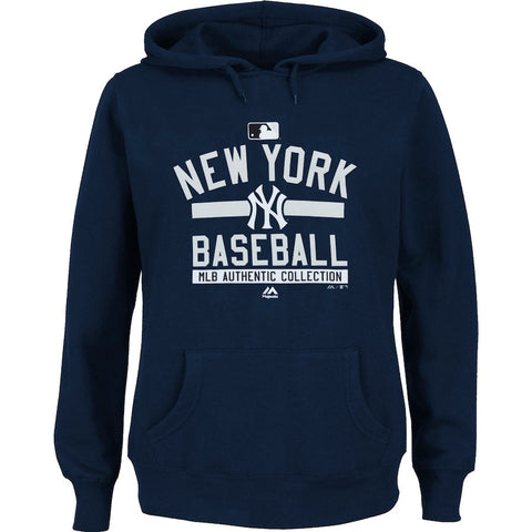 New York Yankees Majestic Women's Plus Size Authentic Collection Pullover Hoodie - Navy
