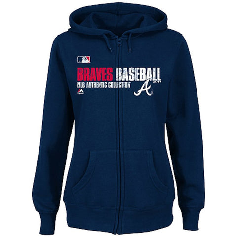 Atlanta Braves Majestic Women's Authentic Collection Team Favorite Full-Zip Fleece Hoodie - Navy