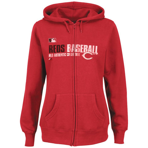 Cincinnati Reds Majestic Women's Authentic Collection Team Favorite Full-Zip Fleece Hoodie - Red
