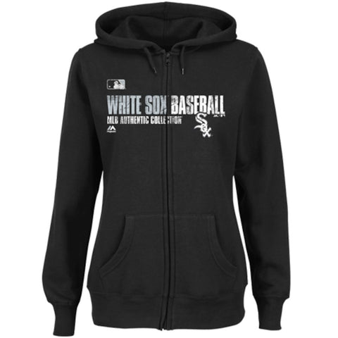 Chicago White Sox Majestic Women's Authentic Collection Team Favorite Full-Zip Fleece Hoodie - Black