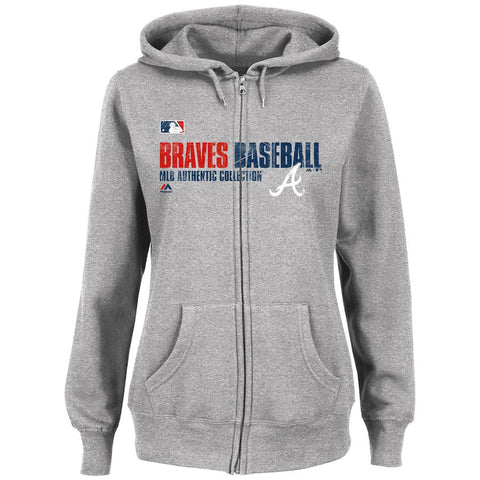 Atlanta Braves Majestic Women's Authentic Collection Team Favorite Full-Zip Hoodie - Gray