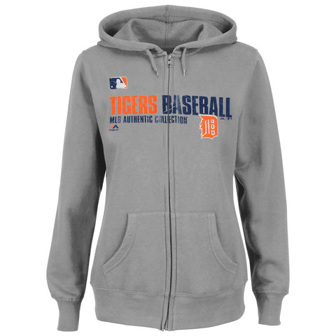Detroit Tigers Majestic Women's Authentic Collection Team Favorite Full-Zip Hoodie - Gray
