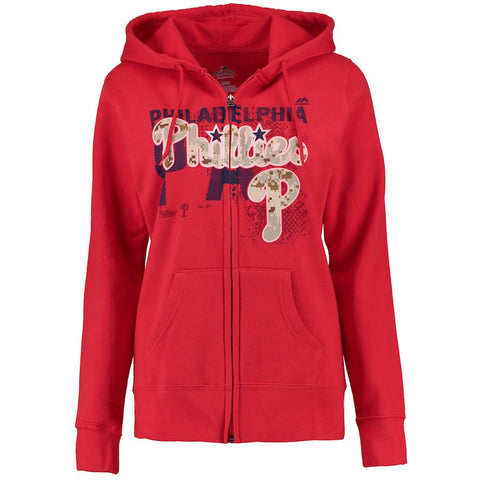 Philadelphia Phillies Majestic Women's USMC Winning Percentage Full Zip Hoodie - Red