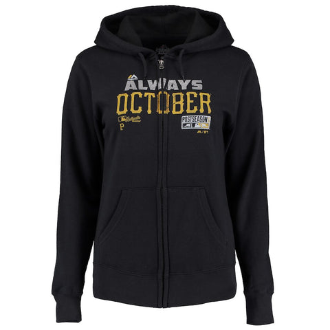 Pittsburgh Pirates Majestic Women's Authentic Collection Always October 2014 Playoffs Full-Zip Hoodie - Black