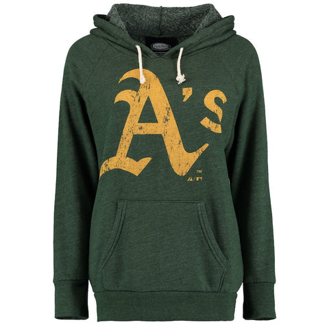Oakland Athletics Majestic Threads Women's Pullover Hoodie - Heather Green
