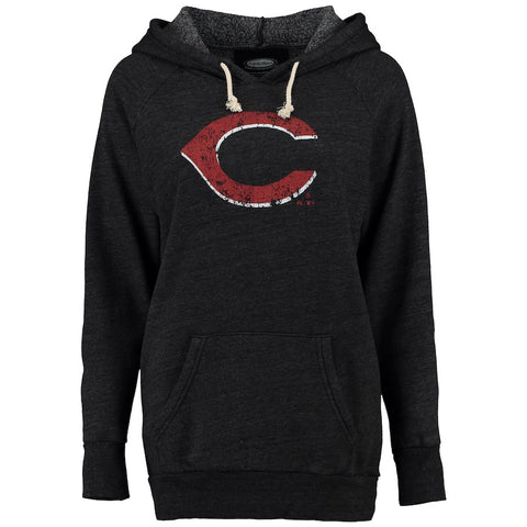 Cincinnati Reds Majestic Threads Women's Pullover Hoodie - Black
